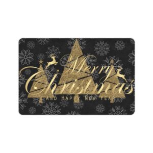 Christmas Holiday Door Welcome Mat –  Gold Trees – Doormat 24 inch x 16 inch Christmas Autumn Welcome Mat