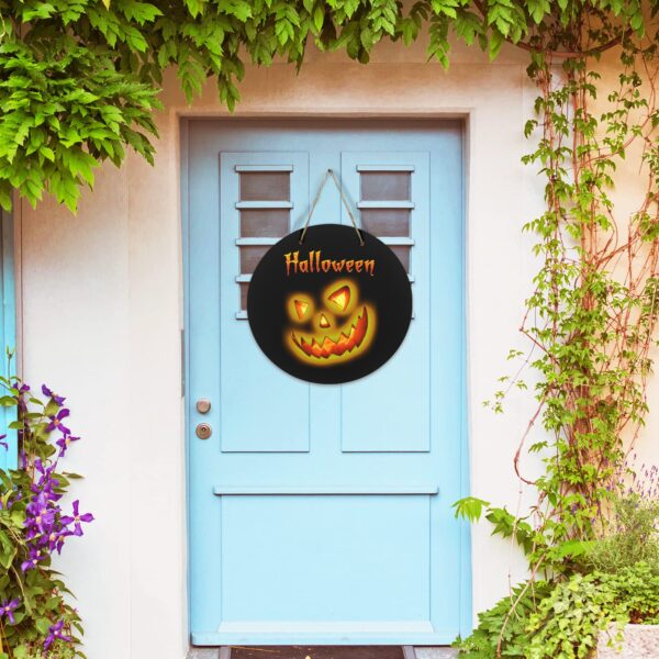 Halloween Holiday Round Wooden Door Welcome  Sign Wreath –  Jack  11.8 inches Gifts/Party/Celebration Christmas door sign 4