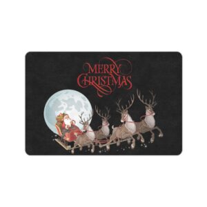 Christmas Holiday Door Welcome Mat –  Santa Sleigh – Doormat 24 inch x 16 inch Christmas Autumn Welcome Mat