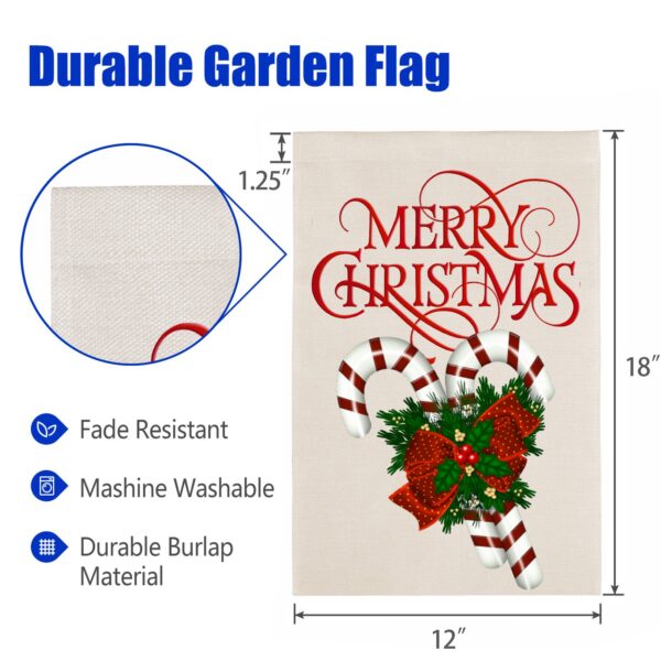 Christmas Holiday Linen Garden Flag Banner – Canes – 12 inches x 18 inches Garden Banner Flags Decorative Yard 3