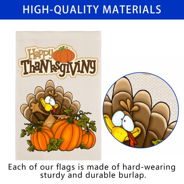 Thanksgiving Holiday Linen Garden Flag Banner – TurkPump – 12 inches x 18 inches IP-Garden Flags Decorative Yard 3