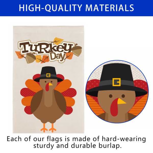 Thanksgiving Holiday Linen Garden Flag Banner – Turkey Day – 12 inches x 18 inches Garden Banner Flags Decorative Yard 2