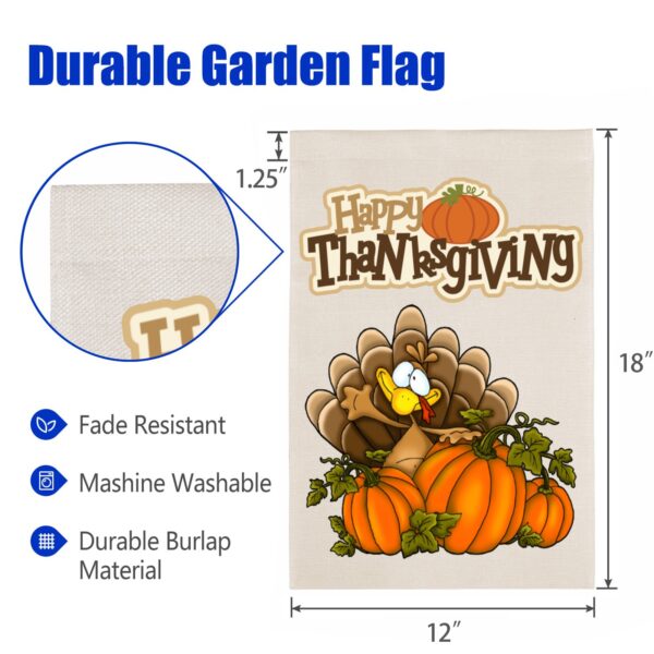 Thanksgiving Holiday Linen Garden Flag Banner – TurkPump – 12 inches x 18 inches IP-Garden Flags Decorative Yard 5