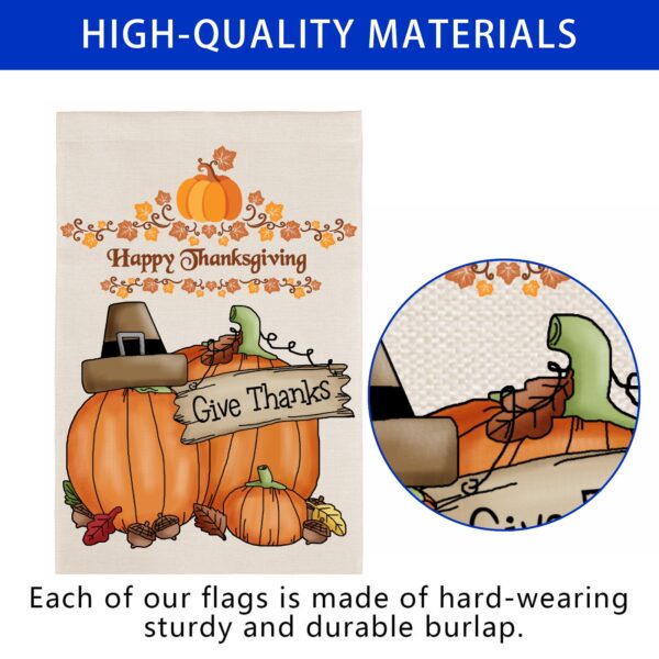 Thanksgiving Holiday Linen Garden Flag Banner – Give Thanks – 12 inches x 18 inches Garden Banner Flags Decorative Yard 2