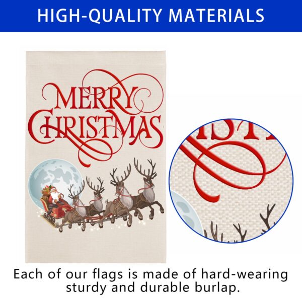 Christmas Holiday Linen Garden Flag Banner – Santas Sleigh – 12 inches x 18 inches IP-Garden Flags Decorative Yard 6