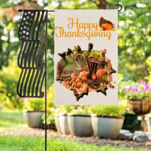 Thanksgiving Holiday Linen Garden Flag Banner – Maple – 12 inches x 18 inches Garden Banner Flags Decorative Yard