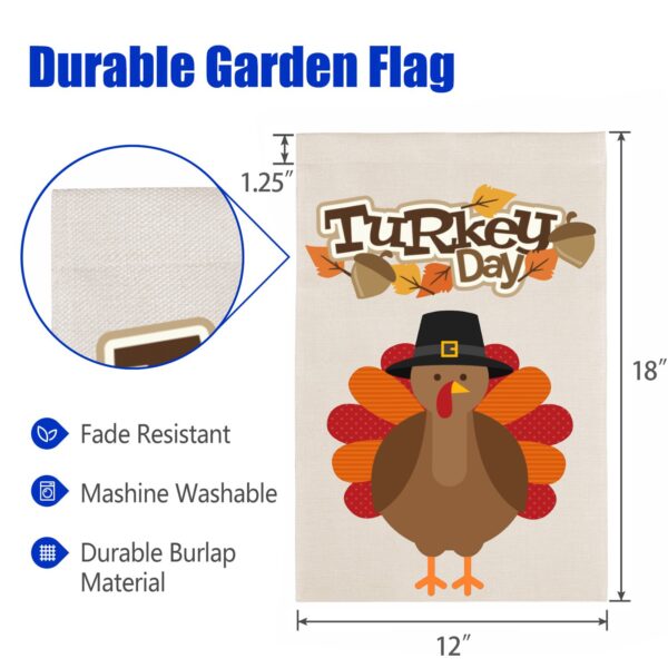 Thanksgiving Holiday Linen Garden Flag Banner – Turkey Day – 12 inches x 18 inches IP-Garden Flags Decorative Yard 5