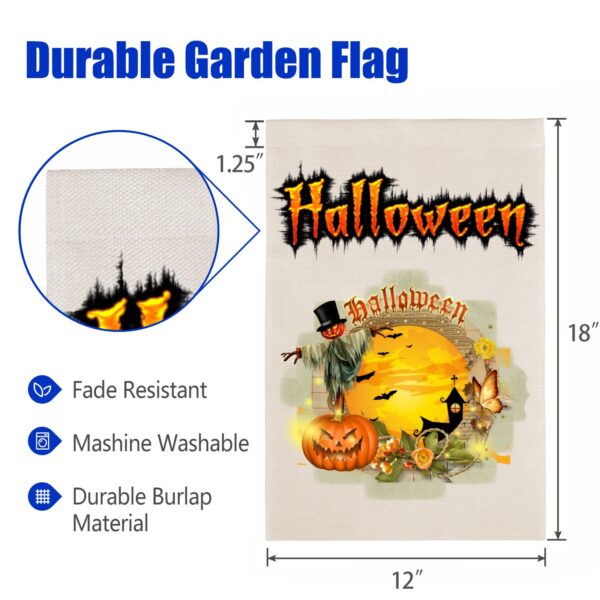 Halloween Holiday Linen Garden Flag Banner – HalloweenHouse – 12 inches x 18 inches IP-Garden Flags Decorative Yard 20