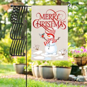 Christmas Holiday Linen Garden Flag Banner – Frosty – 12 inches x 18 inches IP-Garden Flags Decorative Yard 21