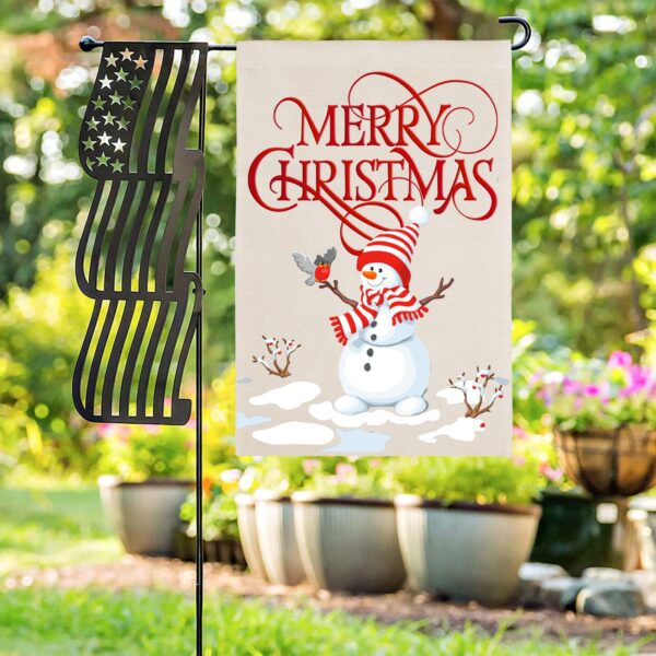 Christmas Holiday Linen Garden Flag Banner – Frosty – 12 inches x 18 inches IP-Garden Flags Decorative Yard 11