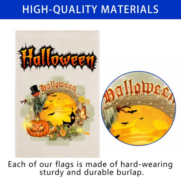 Halloween Holiday Linen Garden Flag Banner – HalloweenHouse – 12 inches x 18 inches IP-Garden Flags Decorative Yard 3