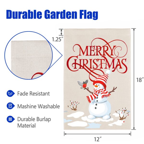 Christmas Holiday Linen Garden Flag Banner – Frosty – 12 inches x 18 inches Garden Banner Flags Decorative Yard 3