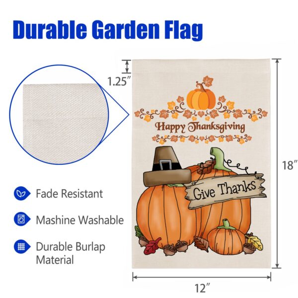 Thanksgiving Holiday Linen Garden Flag Banner – Give Thanks – 12 inches x 18 inches IP-Garden Flags Decorative Yard 6