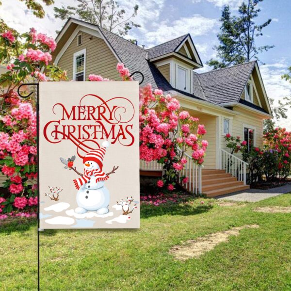 Christmas Holiday Linen Garden Flag Banner – Frosty – 12 inches x 18 inches IP-Garden Flags Decorative Yard 15