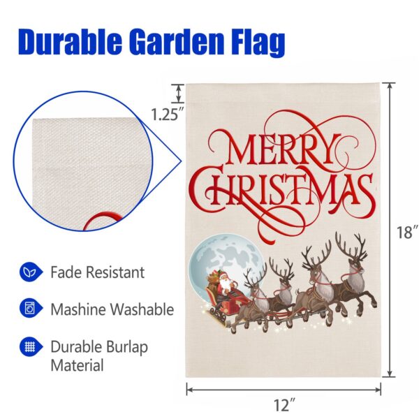 Christmas Holiday Linen Garden Flag Banner – Santas Sleigh – 12 inches x 18 inches IP-Garden Flags Decorative Yard 6