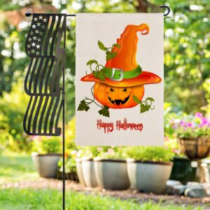 Halloween Holiday Linen Garden Flag Banner – JackWitch – 12 inches x 18 inches IP-Garden Flags Decorative Yard