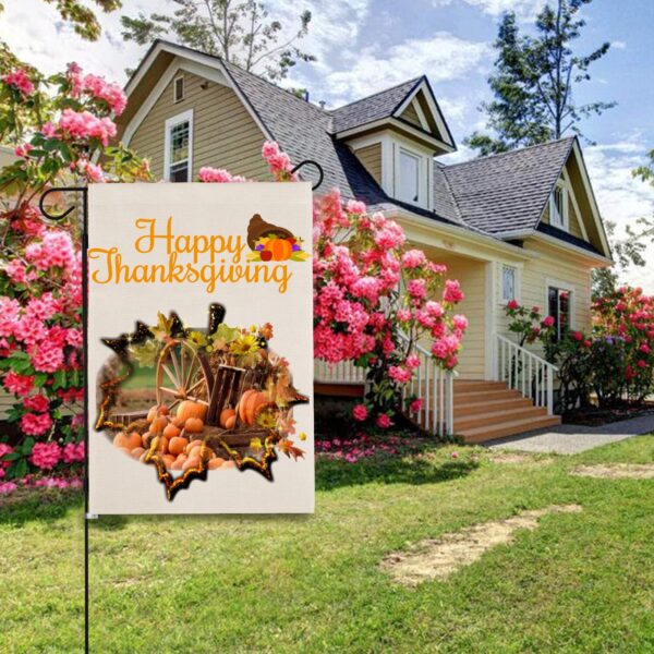 Thanksgiving Holiday Linen Garden Flag Banner – Maple – 12 inches x 18 inches IP-Garden Flags Decorative Yard 20