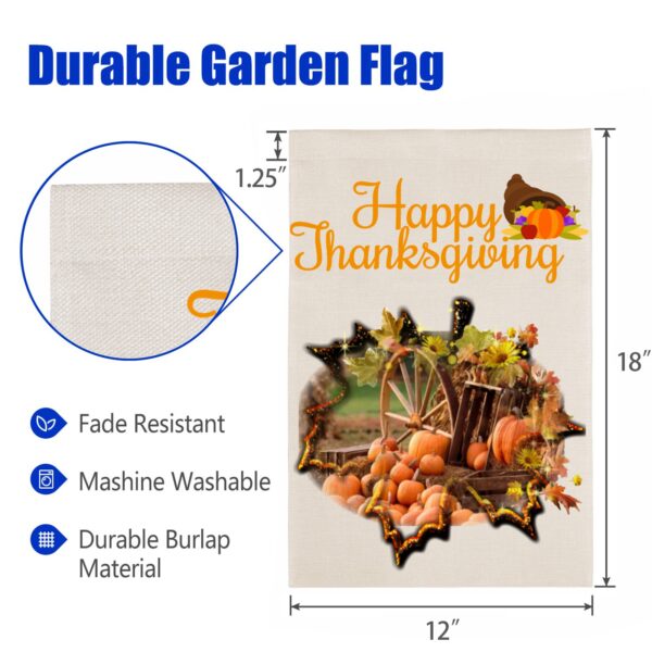 Thanksgiving Holiday Linen Garden Flag Banner – Maple – 12 inches x 18 inches Garden Banner Flags Decorative Yard 3