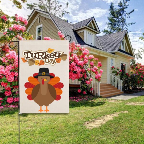 Thanksgiving Holiday Linen Garden Flag Banner – Turkey Day – 12 inches x 18 inches IP-Garden Flags Decorative Yard 10