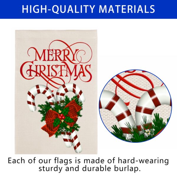 Christmas Holiday Linen Garden Flag Banner – Canes – 12 inches x 18 inches IP-Garden Flags Decorative Yard 2