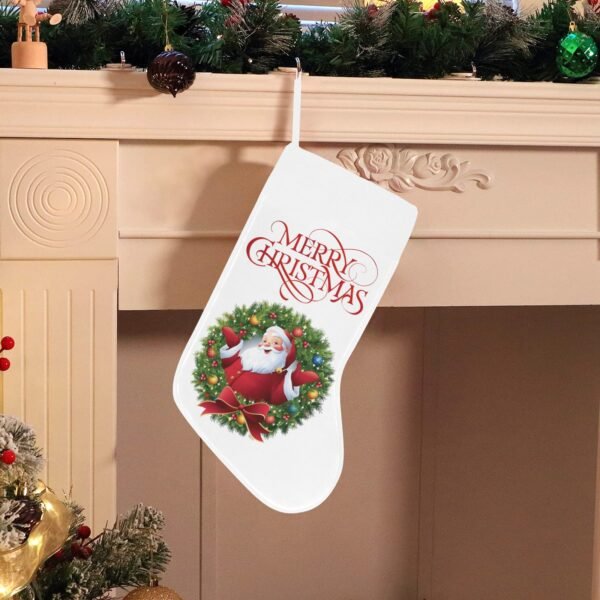 Christmas Stocking – Holiday Sock – Santa Wreath Christmas Christmas Decorations 3