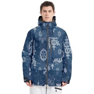 Blue Men’s Multi Pockets Zip Ski and Snowboard Waterproof Breathable Jacket Clothing