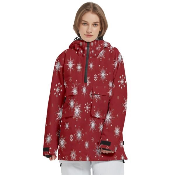 Red Women’s Pullover Zip Ski and Snowboard Waterproof Breathable Jacket Clothing