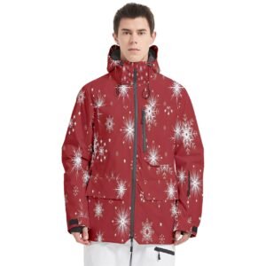 Red Men’s Multi Pockets Zip Ski and Snowboard Waterproof Breathable Jacket Clothing