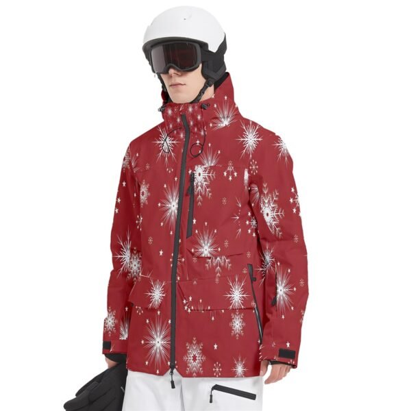 Red Men’s Multi Pockets Zip Ski and Snowboard Waterproof Breathable Jacket Clothing 2