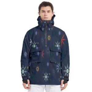 Multicolor Men’s Pullover Zip Ski and Snowboard Waterproof Breathable Jacket Clothing