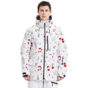 Red Men’s Multi Pockets Zip Ski and Snowboard Waterproof Breathable Jacket Clothing