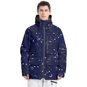 Universe Men’s Multi Pockets Zip Ski and Snowboard Waterproof Breathable Jacket Clothing