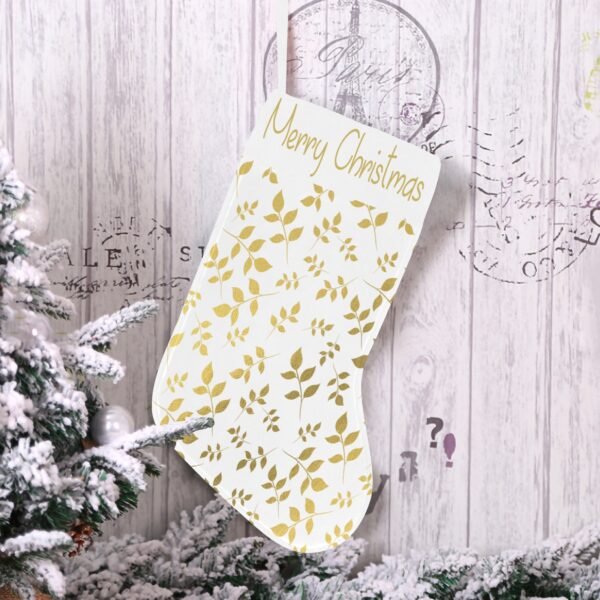 Christmas Stocking – Holiday Sock – Gold Leaves Christmas Christmas Decorations