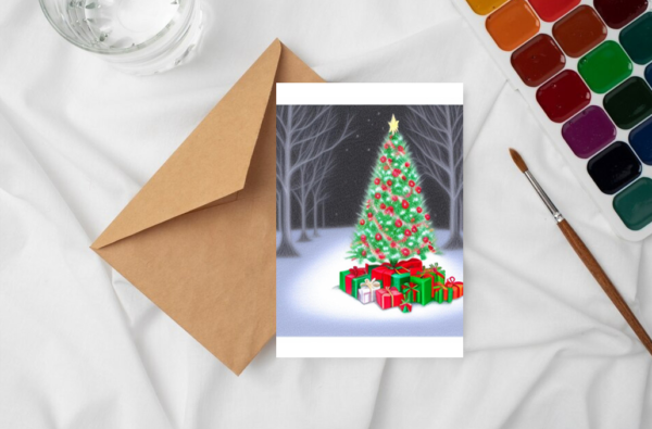 Color Tree Christmas Holiday Greeting Cards – 5, 10 Or 25 Pack Christmas Greeting Cards cards 3