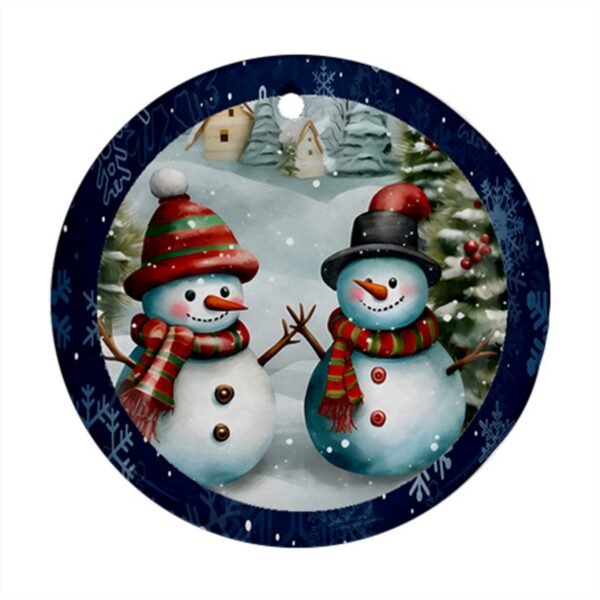 Blue Christmas Holiday Tile Tree Ornaments – Friends (round) Christmas 2