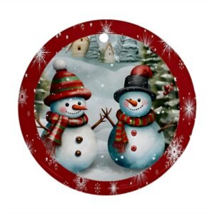 Red Christmas Holiday Tile Tree Ornaments – Friends (round) Christmas