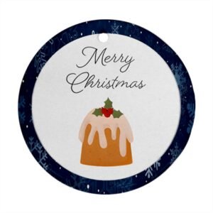 Blue Christmas Holiday Tile Tree Ornaments – Cake (round) Christmas