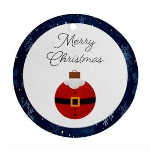 Blue Christmas Holiday Tile Tree Ornaments – Santa (round) – Imported CN Christmas Decorations