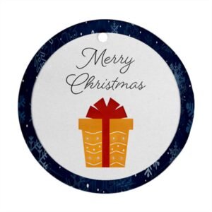 Blue Christmas Holiday Tile Tree Ornaments – Gift (round) – Imported CN Christmas Decorations