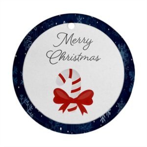 Blue Christmas Holiday Tile Tree Ornaments – Canes (round) – Imported CN Christmas Decorations