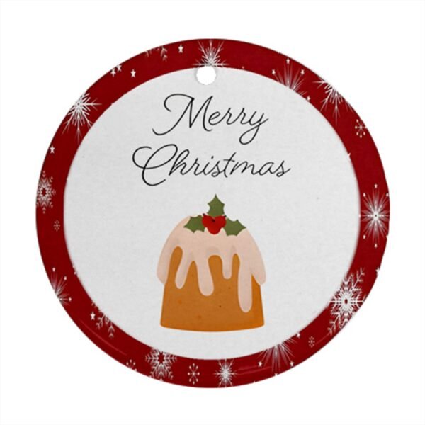 Red Christmas Holiday Tile Tree Ornaments – Cake (round) – Imported CN Christmas Decorations