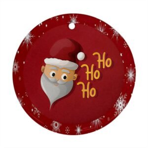 Red Christmas Holiday Tile Tree Ornaments – St  Nick (round) – Imported CN Christmas Decorations