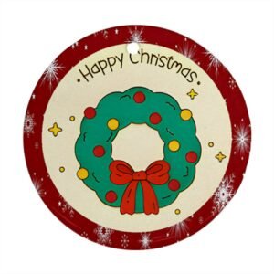 Red Christmas Holiday Tile Tree Ornaments – Lighted Wreath(round) – Imported CN Christmas Decorations