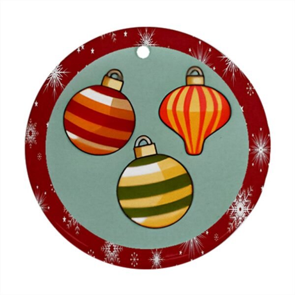 Red Christmas Holiday Tile Tree Ornaments – Decor (round) – Imported CN Christmas Decorations