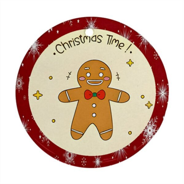 Red Christmas Holiday Tile Tree Ornaments – Ginger (round) – Imported CN Christmas Decorations 2