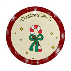 Red Christmas Holiday Tile Tree Ornaments – Peppermint (round) – Imported CN Christmas Decorations