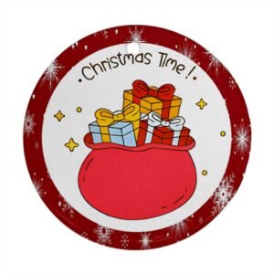 Red Christmas Holiday Tile Tree Ornaments – Gift Bag (round) – Imported CN Christmas Decorations 8