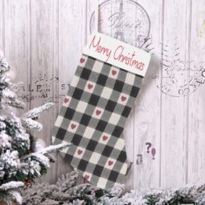 Christmas Stocking – Holiday Sock – Plaid Hearts Christmas Christmas Decorations