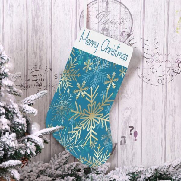 Christmas Stocking – Holiday Sock – Gold Snowflakes Christmas Stockings Christmas Decorations