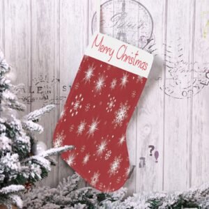 Christmas Stocking – Holiday Sock – Red Snowflakes Christmas Stockings Christmas Decorations 2